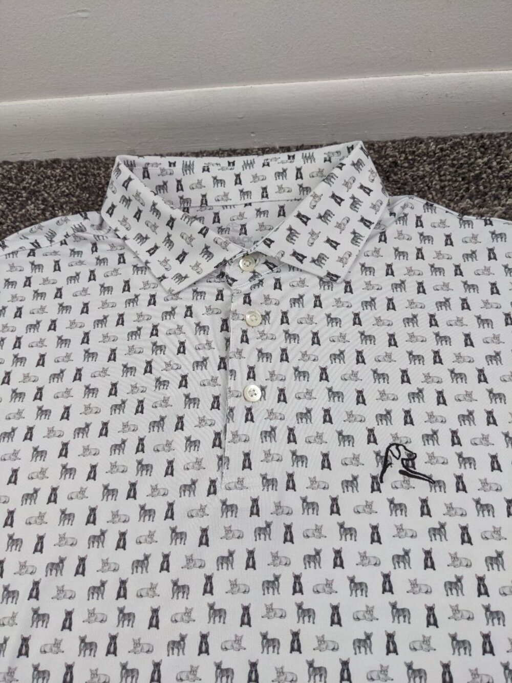 Rhoback Polo Shirt All Over Frenchie French Bulldogs Performance Mens XL